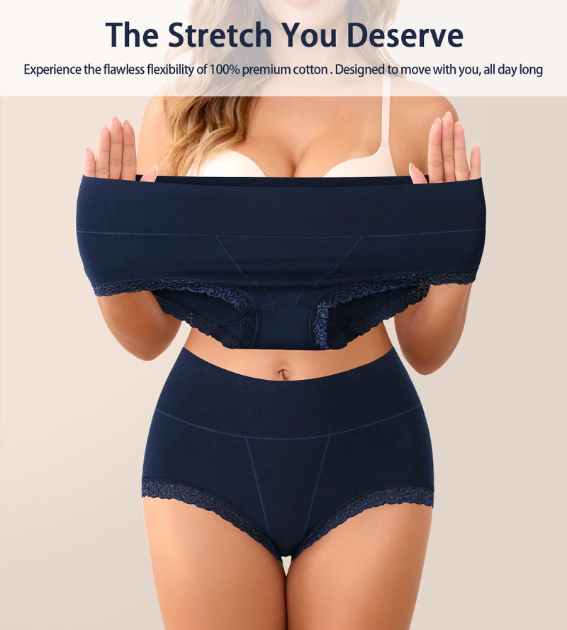 OPIBOO Tummy Control Womens Underwear Cotton Soft Stretch Postpartum Panties Ladies High Waisted Full Coverage Briefs Multipack s - Image 3
